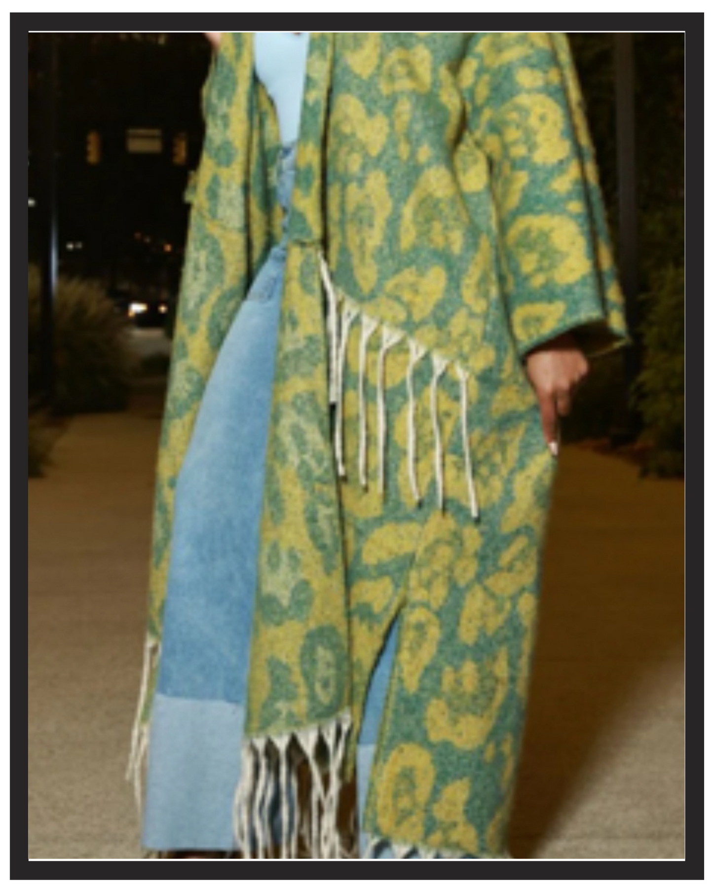 Jen Fringe Cardigan (Yellow/Green)