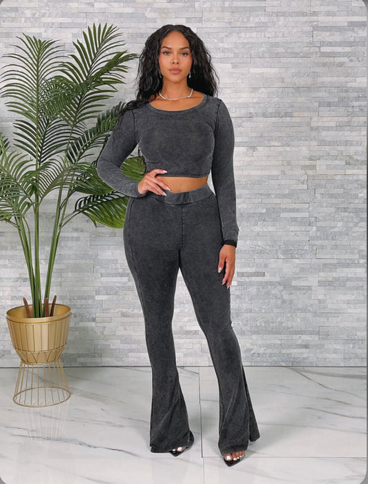 Crop Top & Flare Pants Set